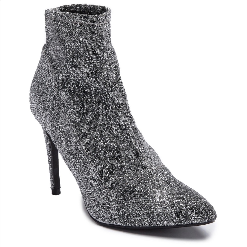 Abound | Regena Heeled Silver Sparkly Sock Bootie